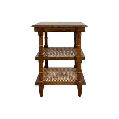 Chesterfield Wood & Cane 3 Shelf Side Table - Chestnut