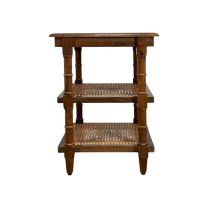 Chesterfield Wood & Cane 3 Shelf Side Table - Chestnut
