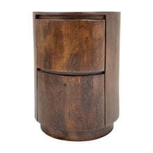 Mango Wood Round Nightstand with Drawer, Bedside Table and Night Stand, Natural
