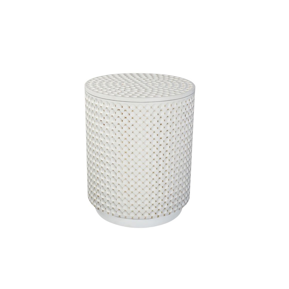 Dimple Round Accent Table - Whitewash