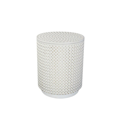 Dimple Round Accent Table - Whitewash