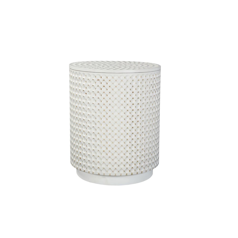 Dimple Round Accent Table - Whitewash