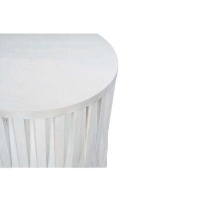 Hatteras Hi-Lo Vertical Slats Accent Table - Whitewash