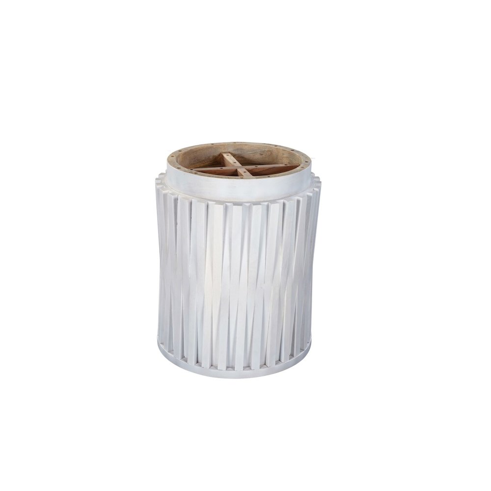 Hatteras Hi-Lo Vertical Slats Accent Table - Whitewash