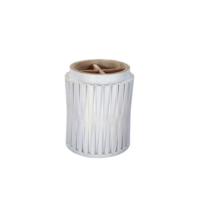 Hatteras Hi-Lo Vertical Slats Accent Table - Whitewash