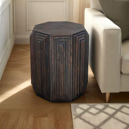 Cascade Falls 22"x26" Geo Design Octagonal Side Table - Java