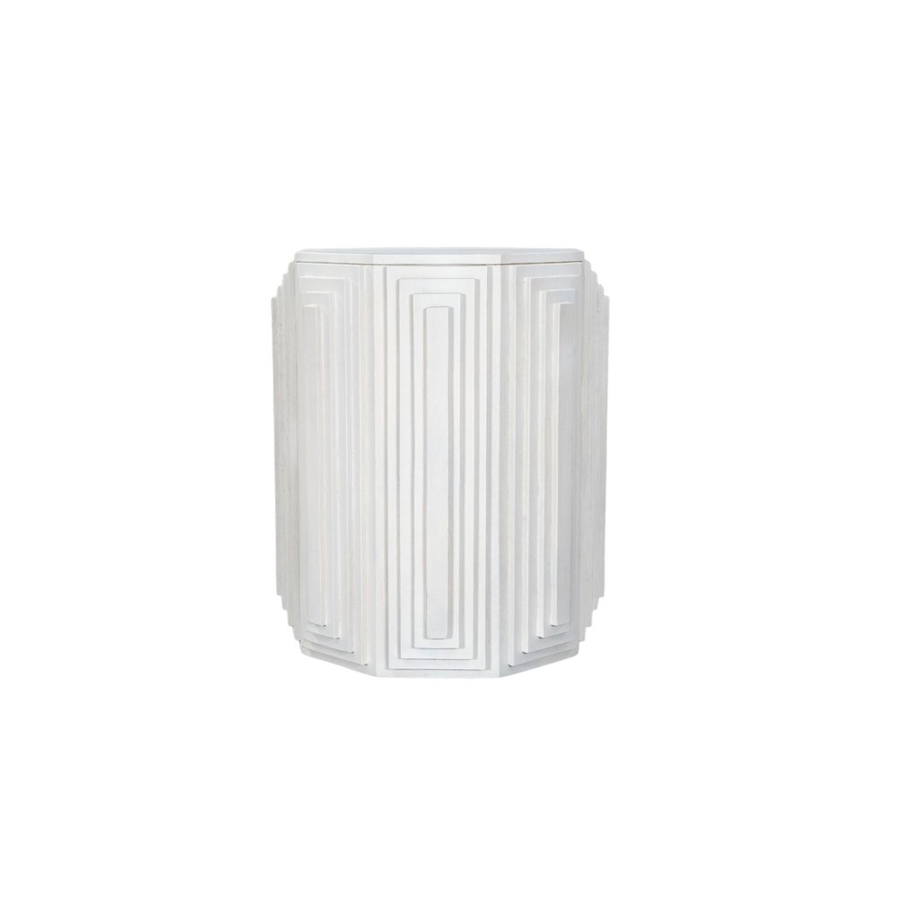 Cascade Falls 22"x26" Geo Design Octagonal Side Table - Whitewash