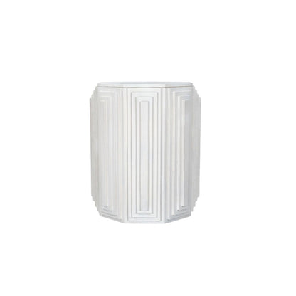 Cascade Falls 22"x26" Geo Design Octagonal Side Table - Whitewash
