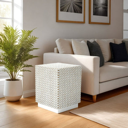 Dimple 24" High x 18"  Square Accent Table - Whitewash