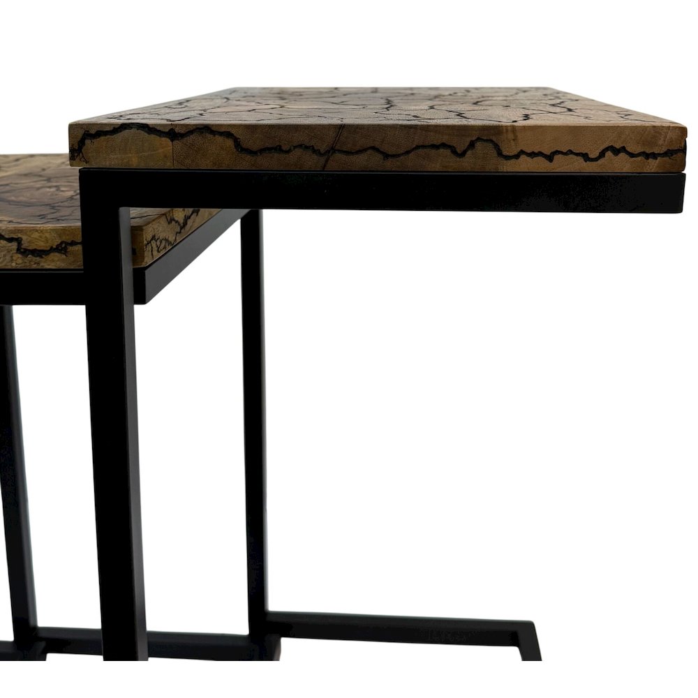 Electra 3 Piece Nesting Table Set - Electrified Wood - Black Iron