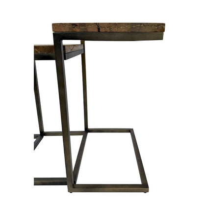 Electra 3 Piece Nesting Table Set - Electrified Wood - Brass - Indstrial Iron