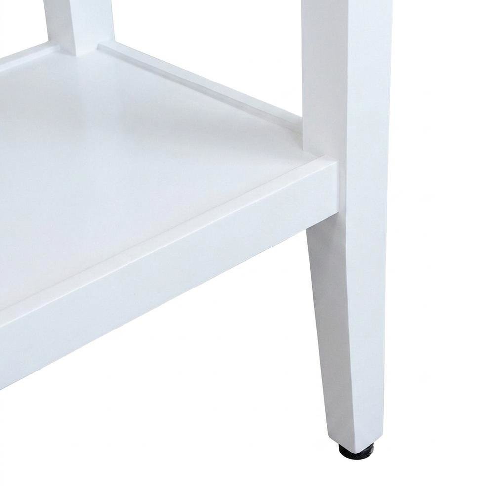 Rectangular Mango Wood End Table with Scalloped Edge and Lower Shelf, White