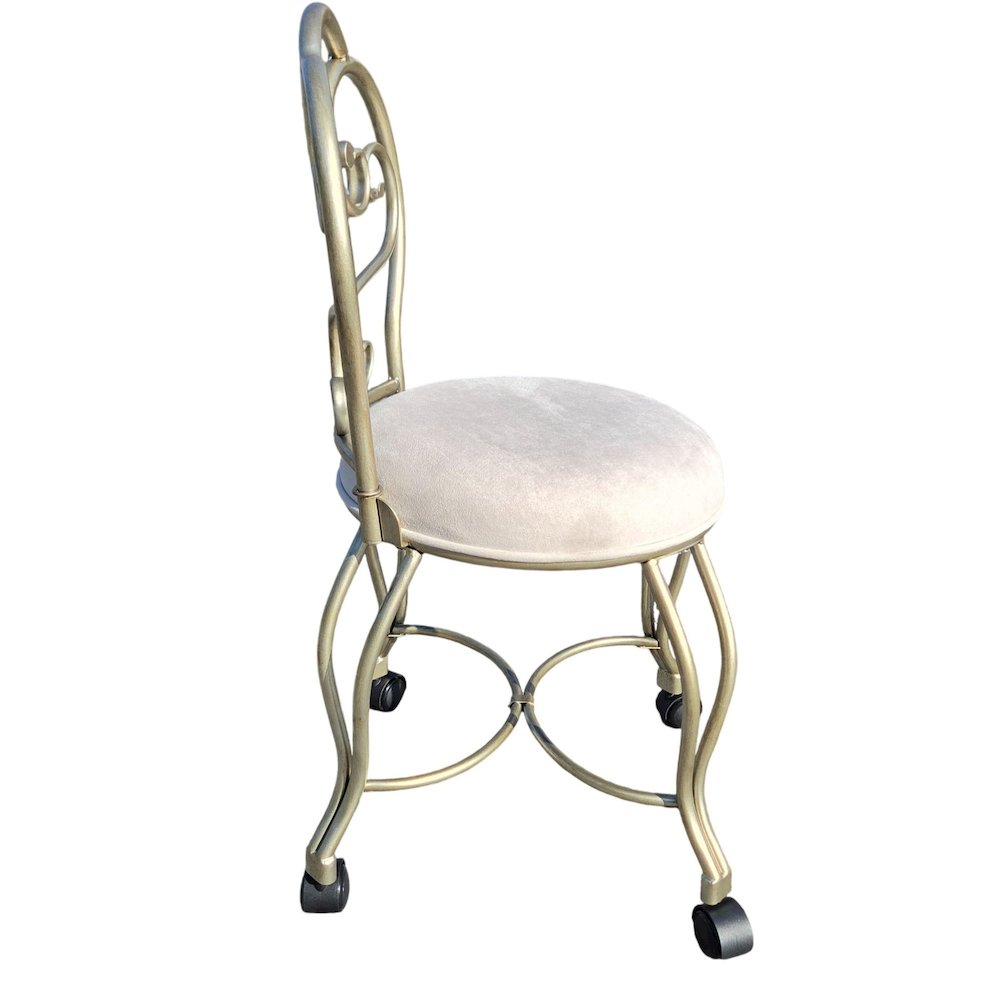 Victorian Vanity Stool with Back - Silver