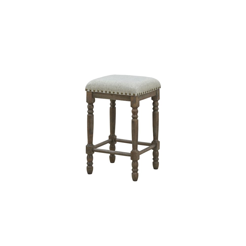 Brittany Deluxe Barstools - Set of 2 - Vintage Walnut - Peppered Upholstery