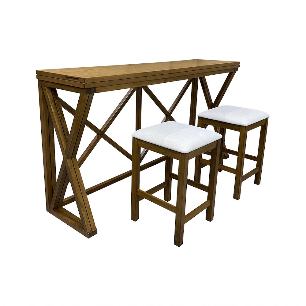 Taylor Flip Top Bar Table with 2 Backless Counter Stools - Golden Oak