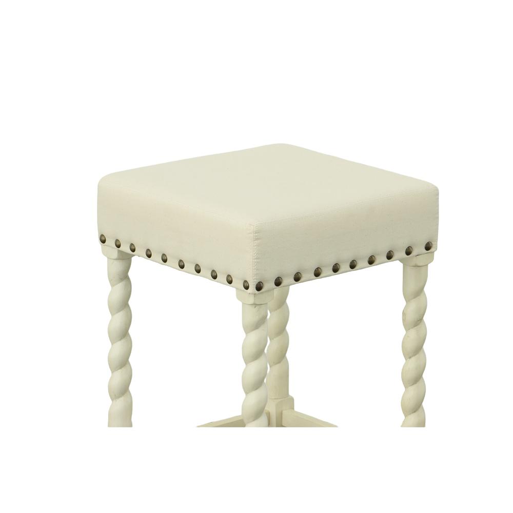 Remick 30" Barstool - Vintage White - Linen Upholstery