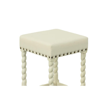 Remick 30" Barstool - Vintage White - Linen Upholstery