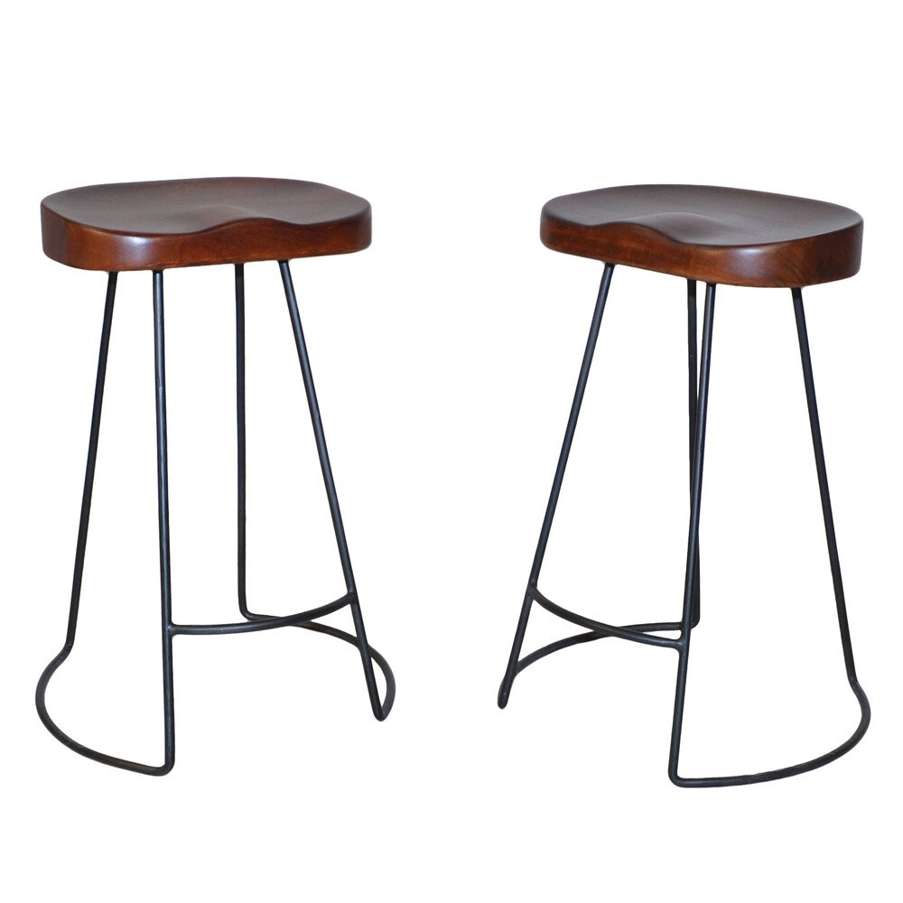 Tavern Pub Bar with 2 Counter Stools - Antique Black and Chestnut