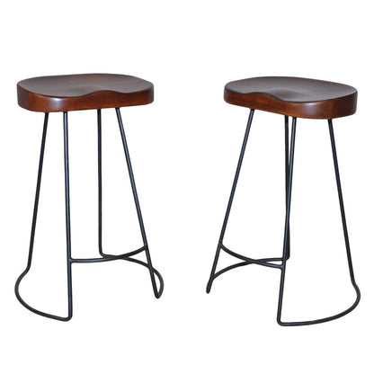 Tavern Pub Bar with 2 Counter Stools - Antique Black and Chestnut