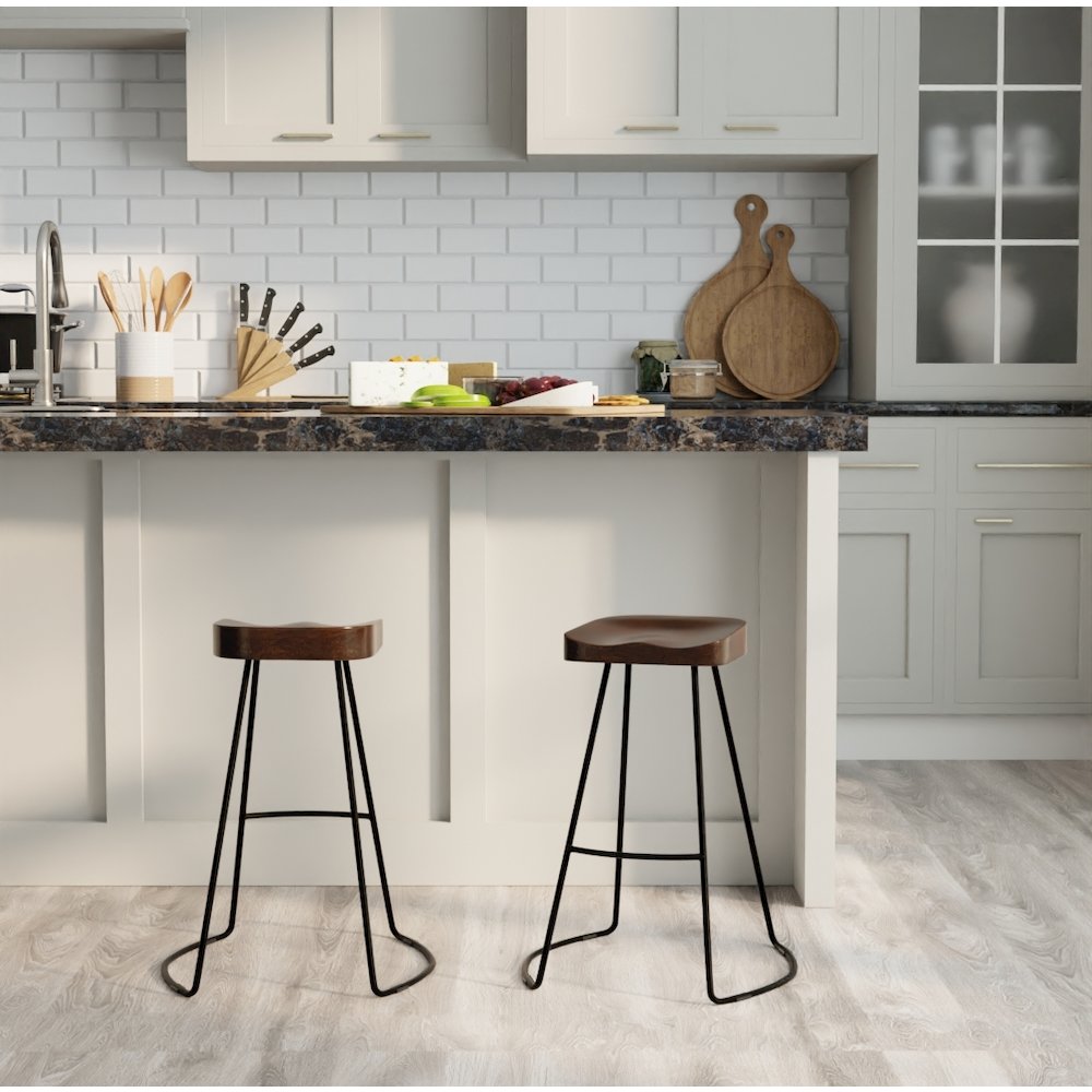 Tavern Pub Bar with 2 Counter Stools - Antique Black and Chestnut