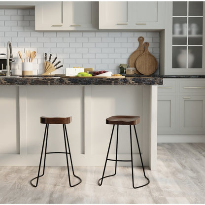 Tavern Pub Bar with 2 Counter Stools - Antique Black and Chestnut