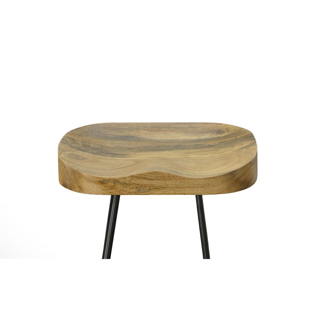Tavern Pub Bar with 2 Counter Stools - Antique Black and Natural Mango