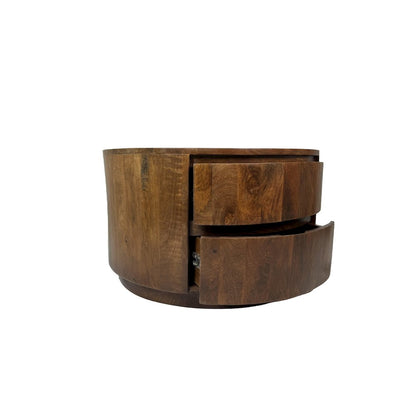 Christa 2-Drawer 30" Round Coffee Table - Chestnut