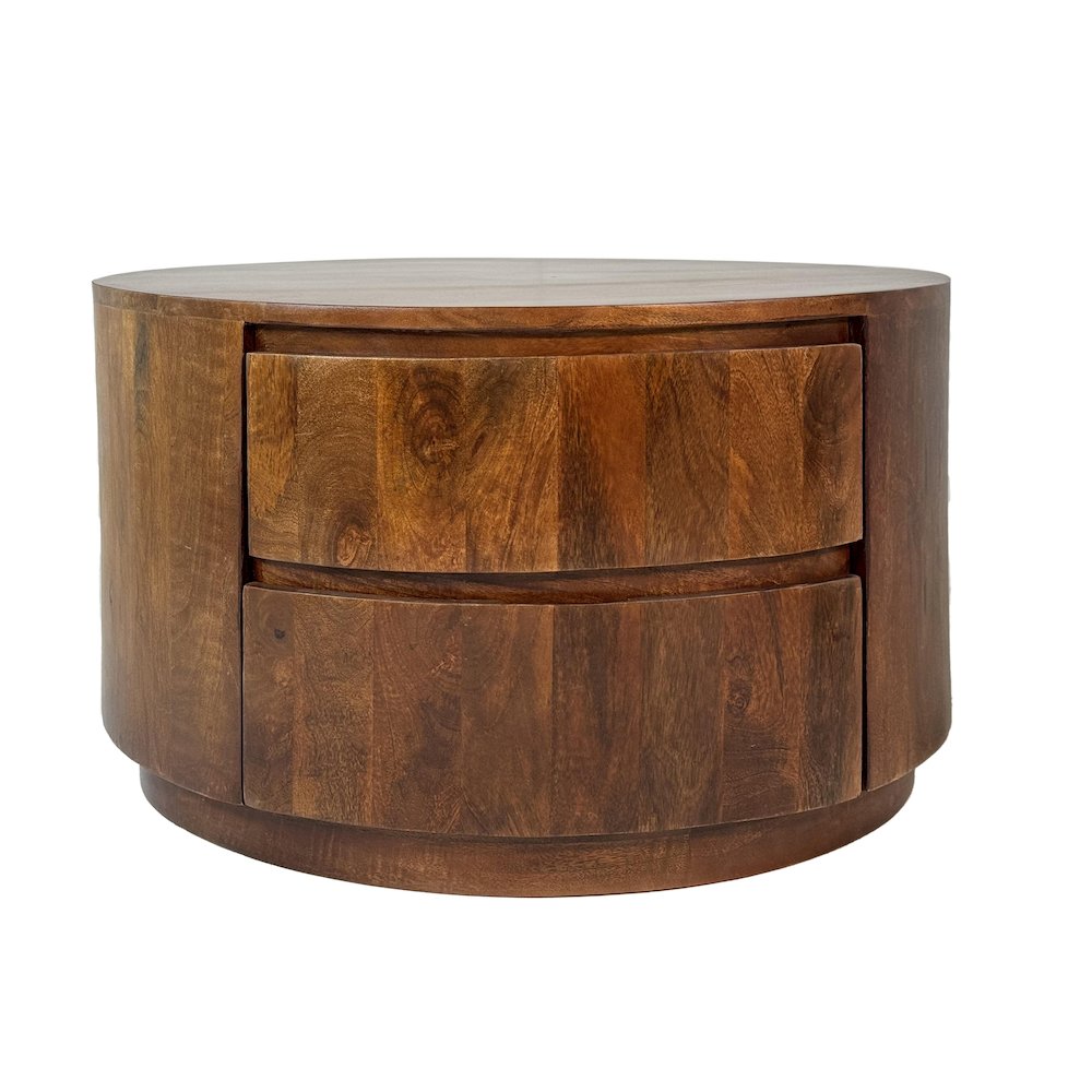 Christa 2-Drawer 30" Round Coffee Table - Chestnut