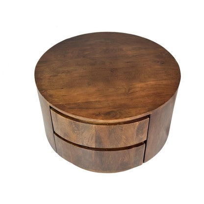 Christa 2-Drawer 30" Round Coffee Table - Chestnut