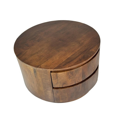 Christa 2-Drawer 30" Round Coffee Table - Chestnut
