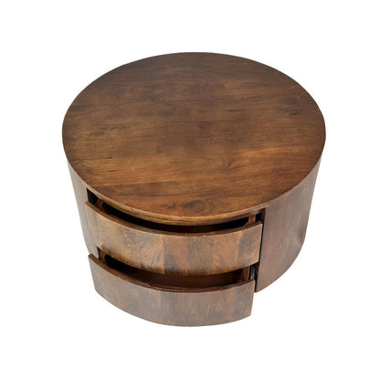 Christa 2-Drawer 30" Round Coffee Table - Chestnut
