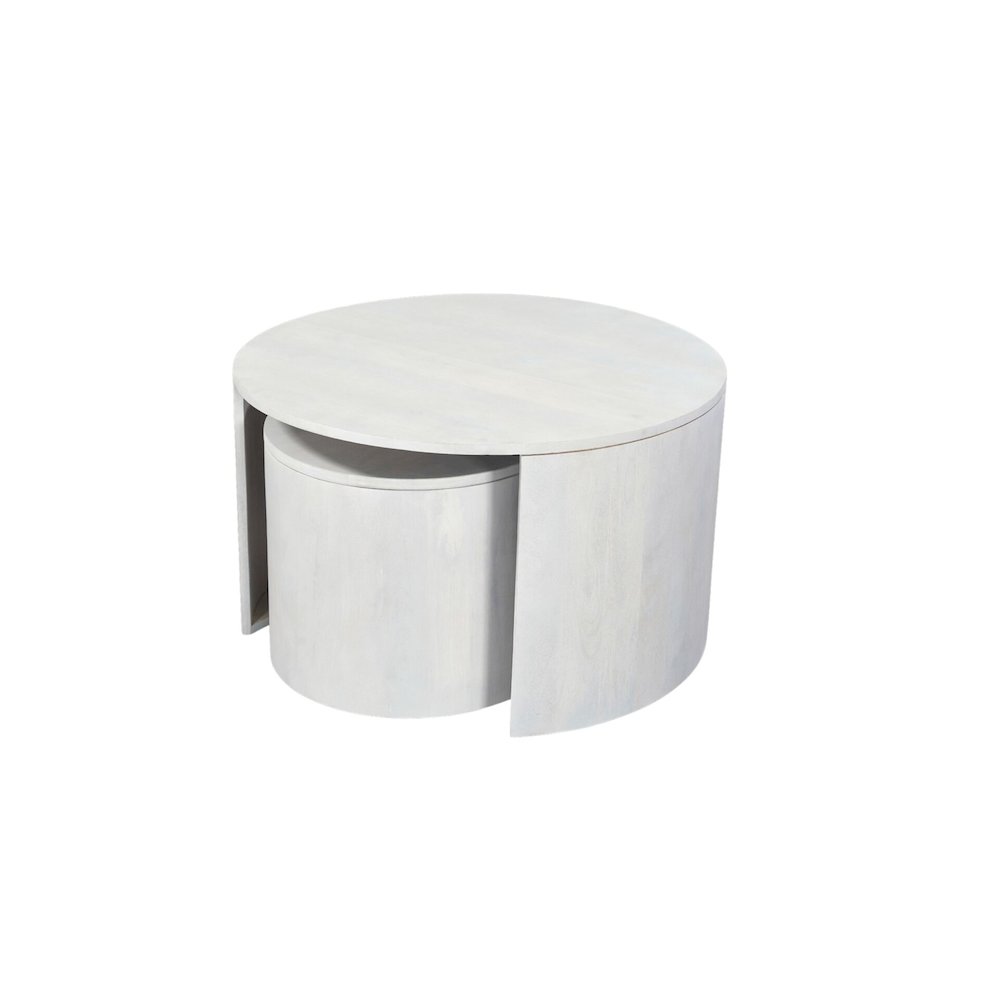 Sable 30" Round Nesting Coffee Table - Whitewash