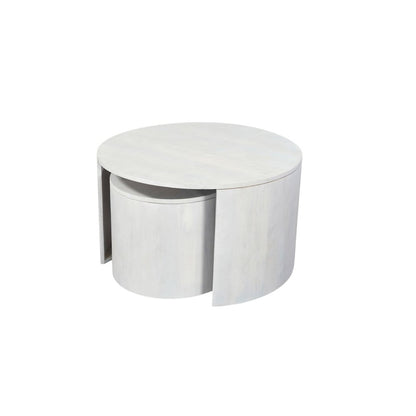 Sable 30" Round Nesting Coffee Table - Whitewash