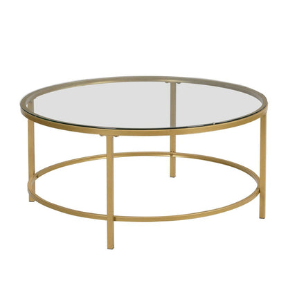Verazano Glass Top 36" Round Coffee Table - Gold