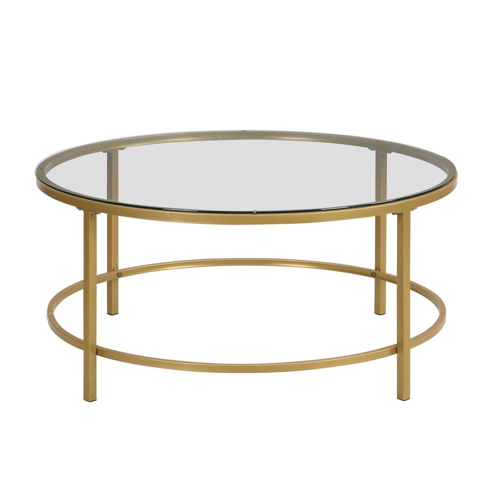 Verazano Glass Top 36" Round Coffee Table - Gold