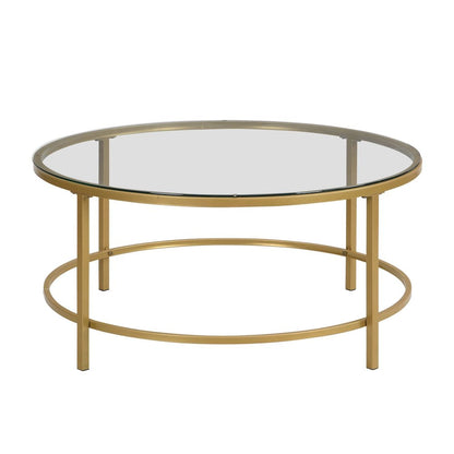 Verazano Glass Top 36" Round Coffee Table - Gold