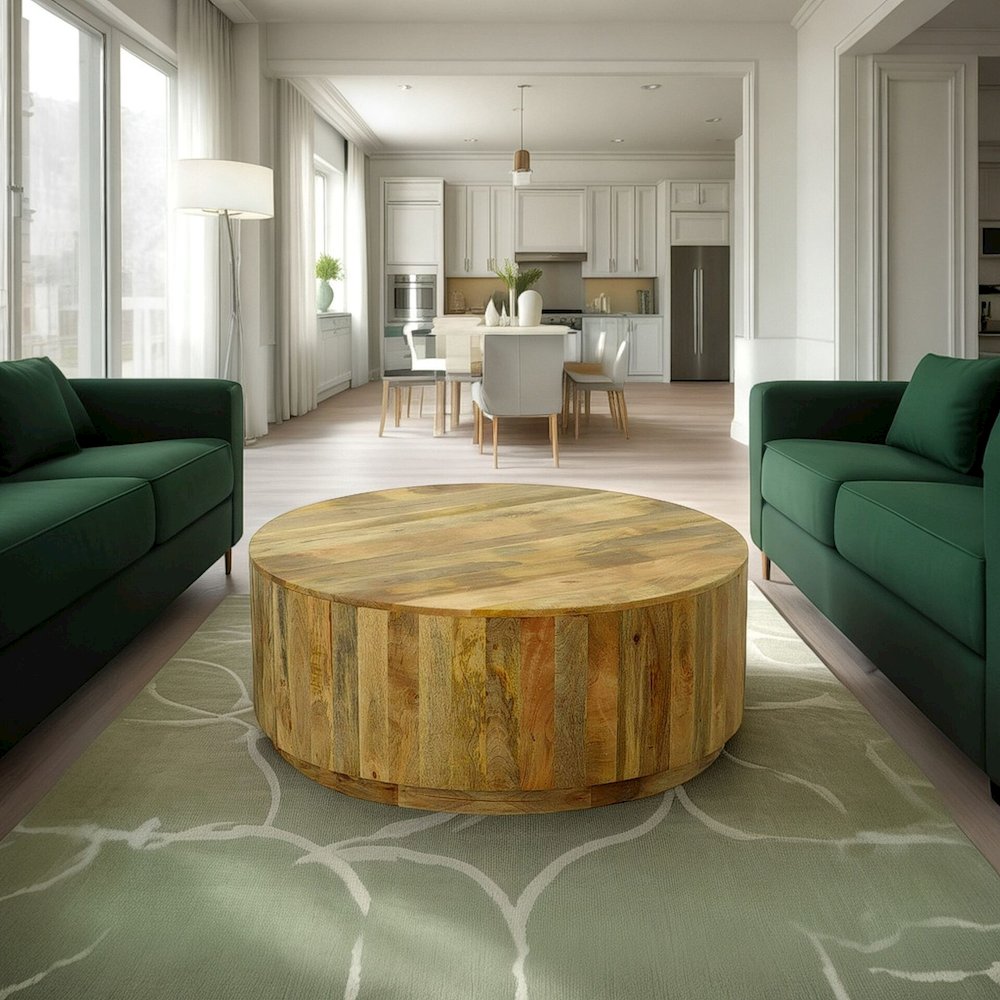 Tamia 42" Round Wooden Coffee Table - Natural