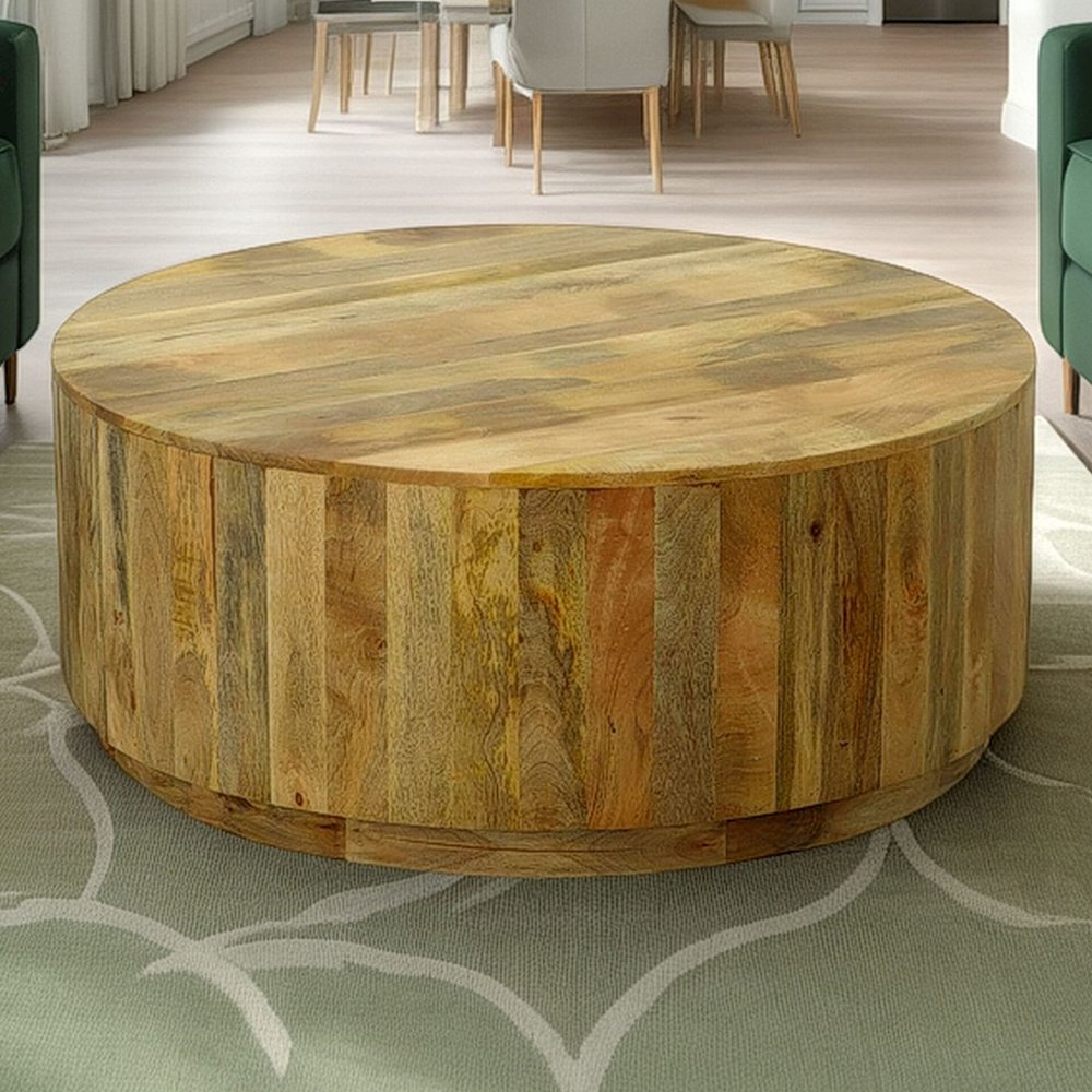 Tamia 42" Round Wooden Coffee Table - Natural