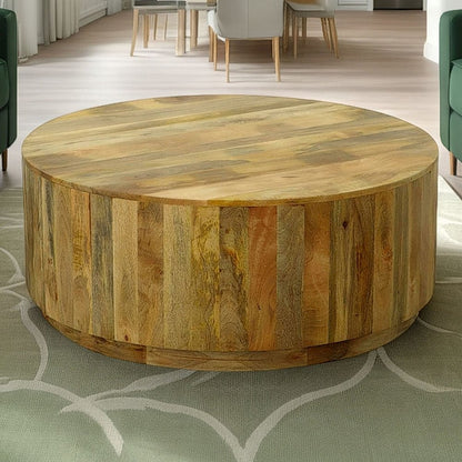 Tamia 42" Round Wooden Coffee Table - Natural