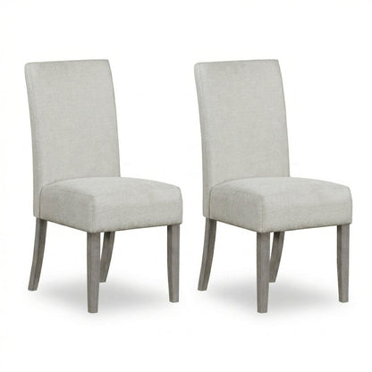 Dining Chair Set Of 2 Upholstered Grey Fabric With Grey Wood Legs