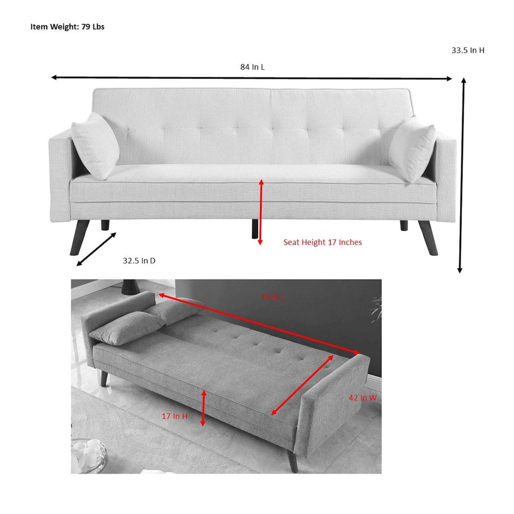 Evelina Convertible Sleeper Sofa - Beige