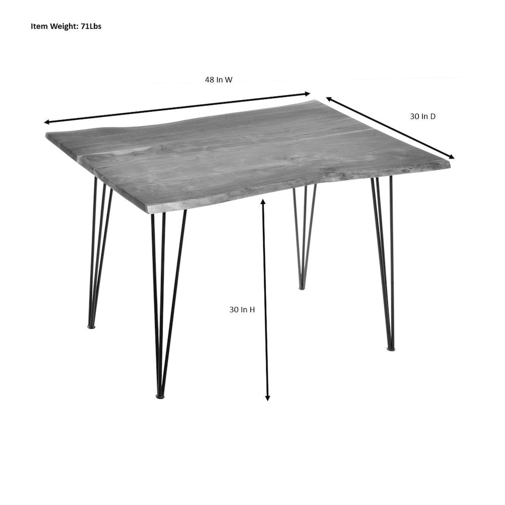 Seti Live Edge Dining Table - Elm Top - Gold Base