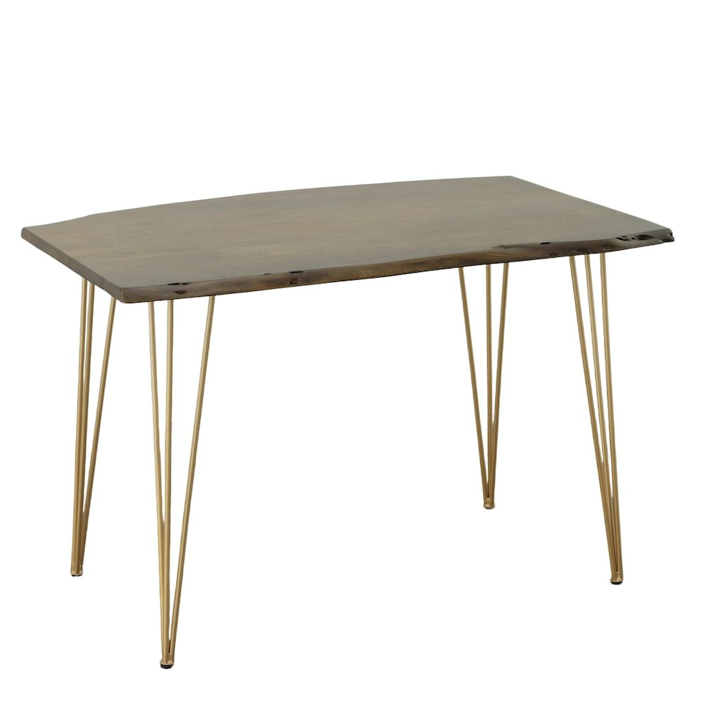 Seti Live Edge Dining Table - Elm Top - Gold Base