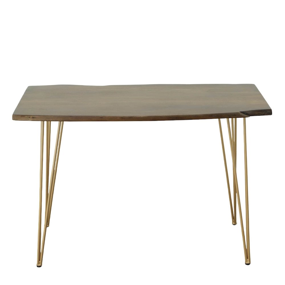 Seti Live Edge Dining Table - Elm Top - Gold Base
