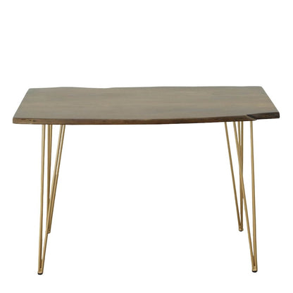 Seti Live Edge Dining Table - Elm Top - Gold Base