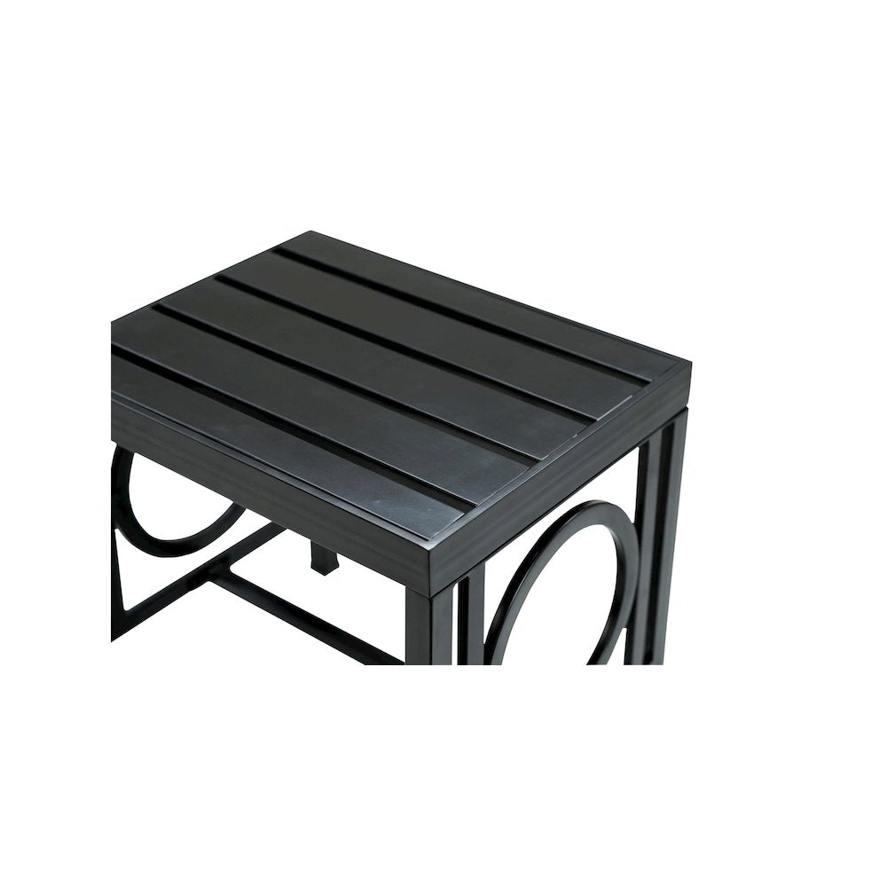 Gramercy Outdoor Bench and Side Table - Black