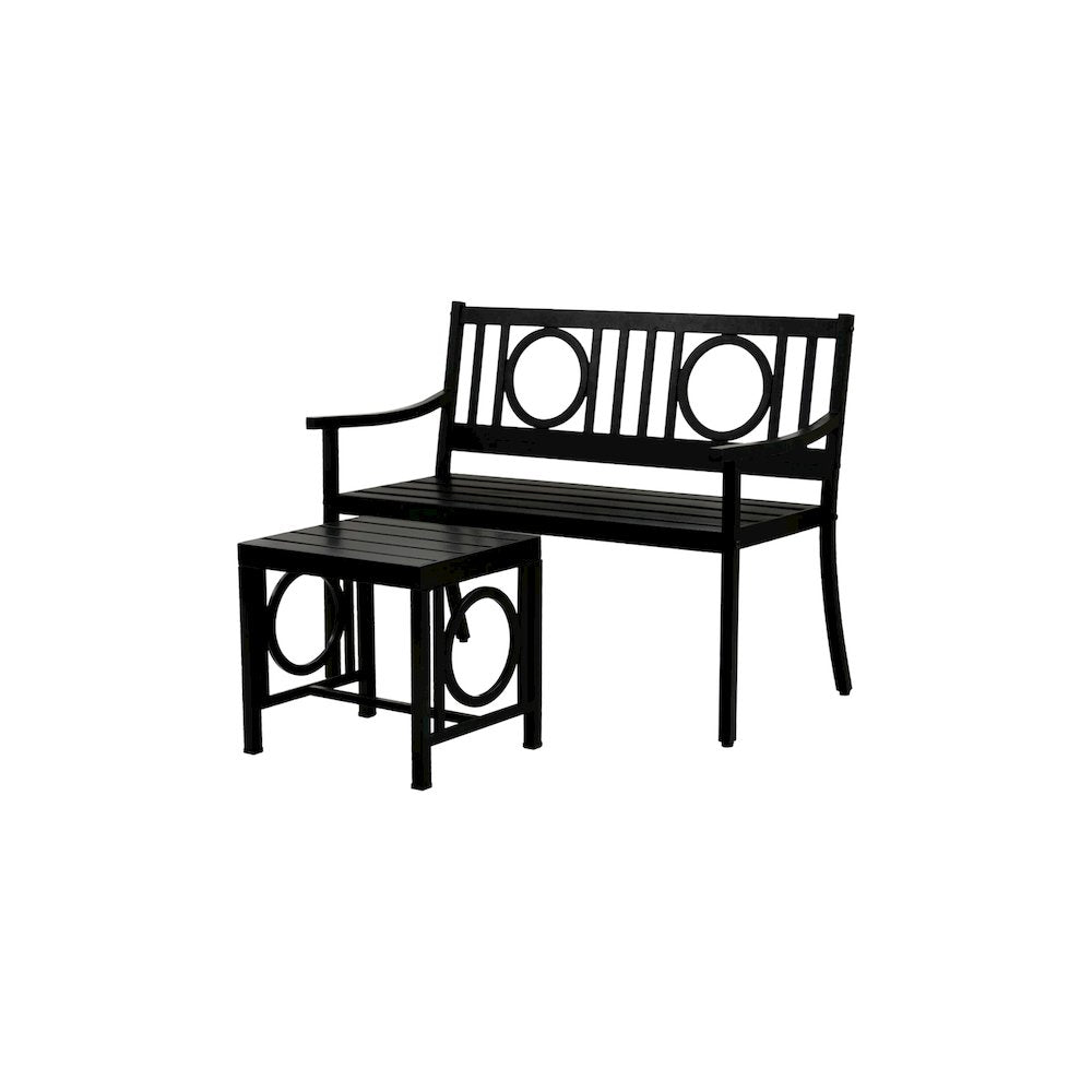 Gramercy Outdoor Bench and Side Table - Black