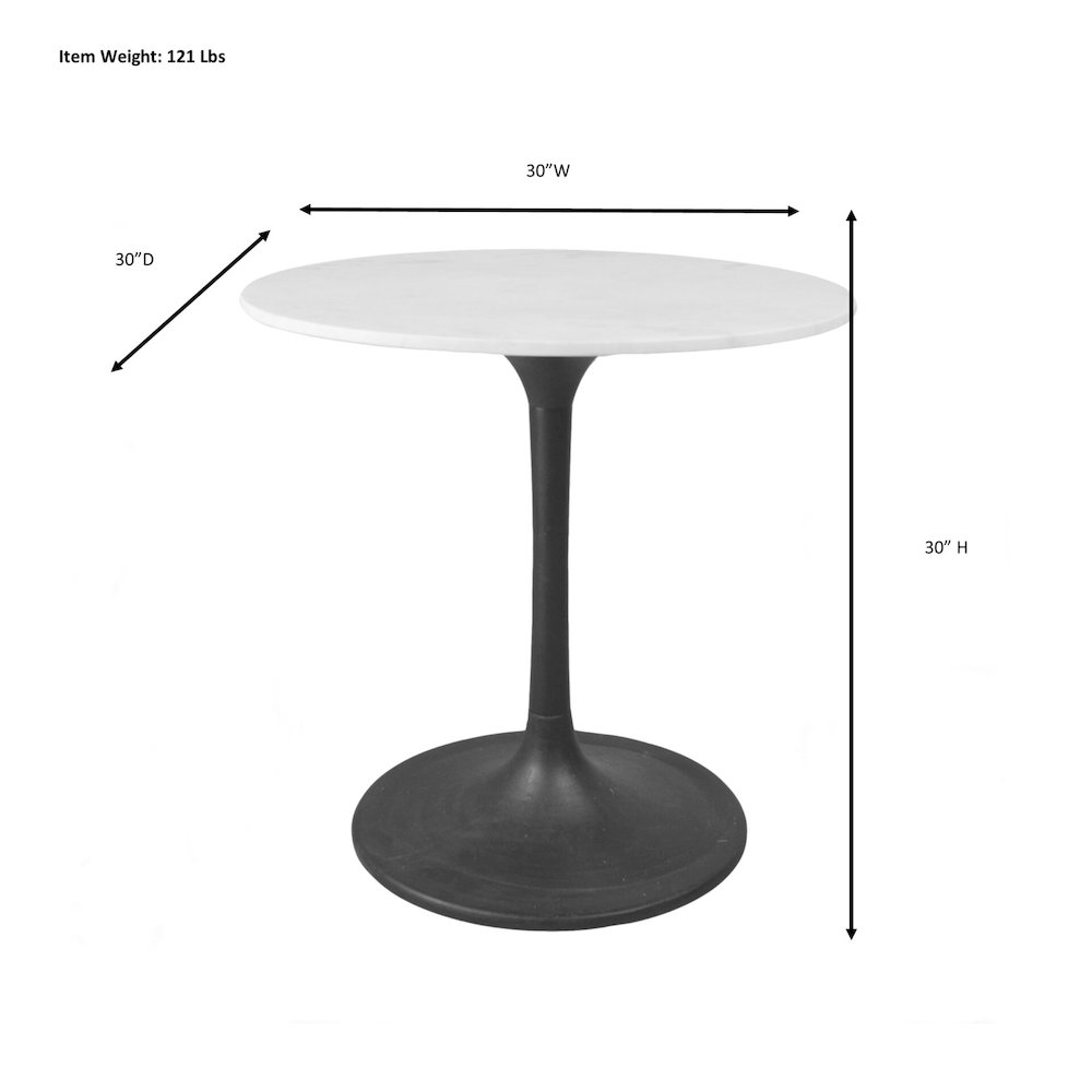 30" Round Marble Top Dining Table and 2 Julia Tufted Back Upholstered Chairs