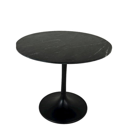 Enzo 40" Round Marble Top Dining Table - Black Top - Black Base