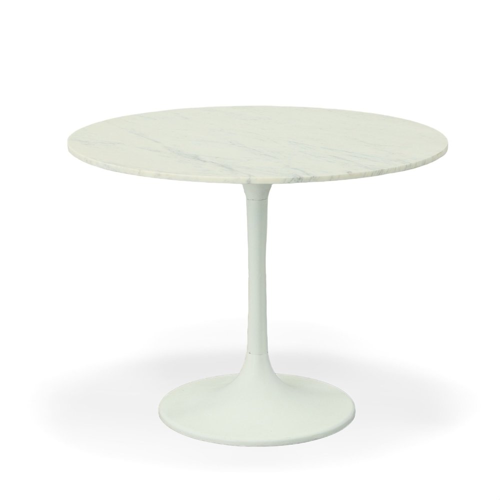 36" Round Marble Top Dining Table and 4 Julia Tufted Back Upholstered Chairs